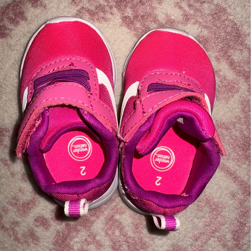 Wonder Nation Pink, Purple, & White Athletic Mesh Sneakers Baby Girl Size 2 - Picture 6 of 7